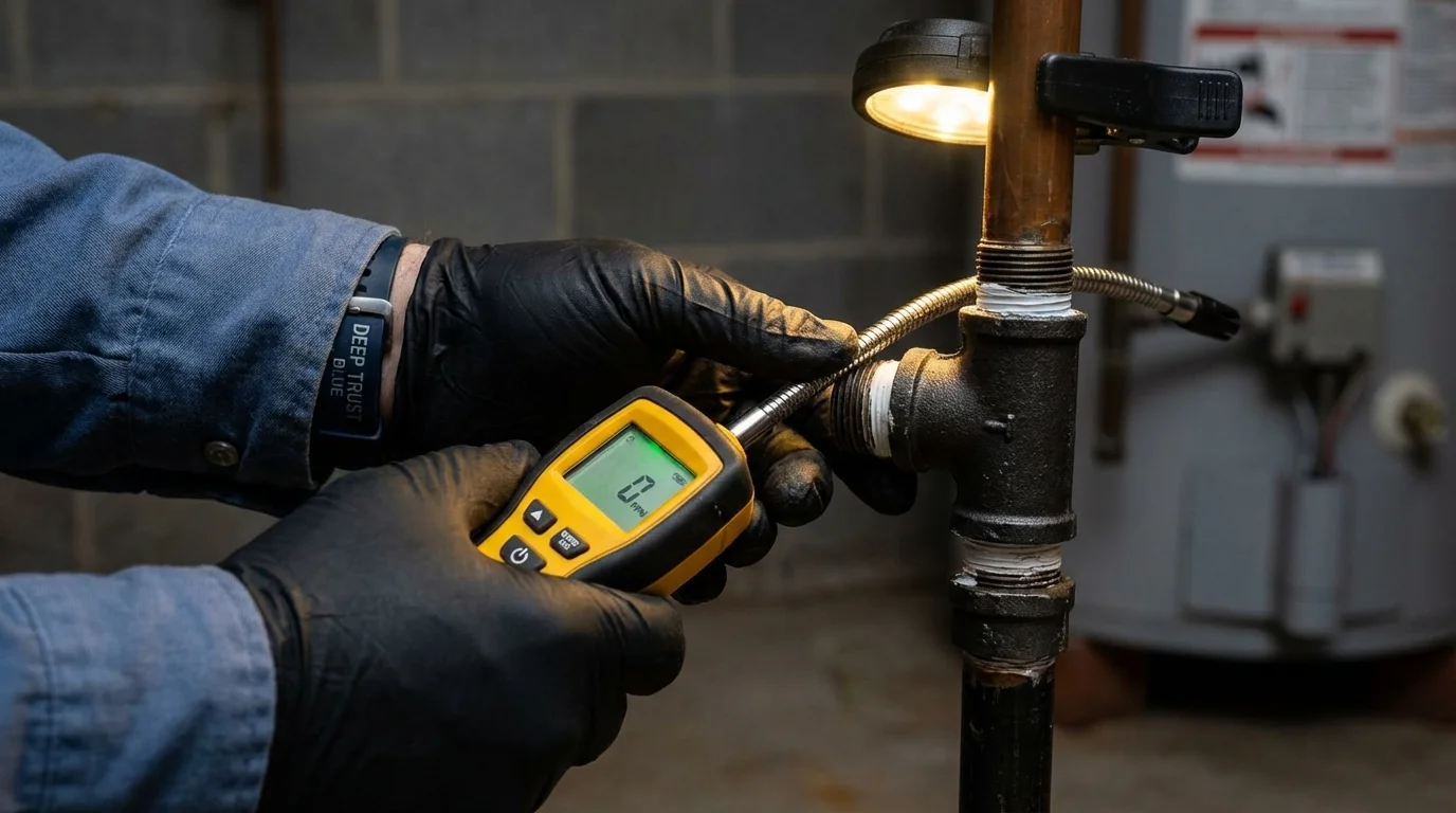Gas leak detection with electronic sniffer by Johns Plumbing LLC in Fort Totten