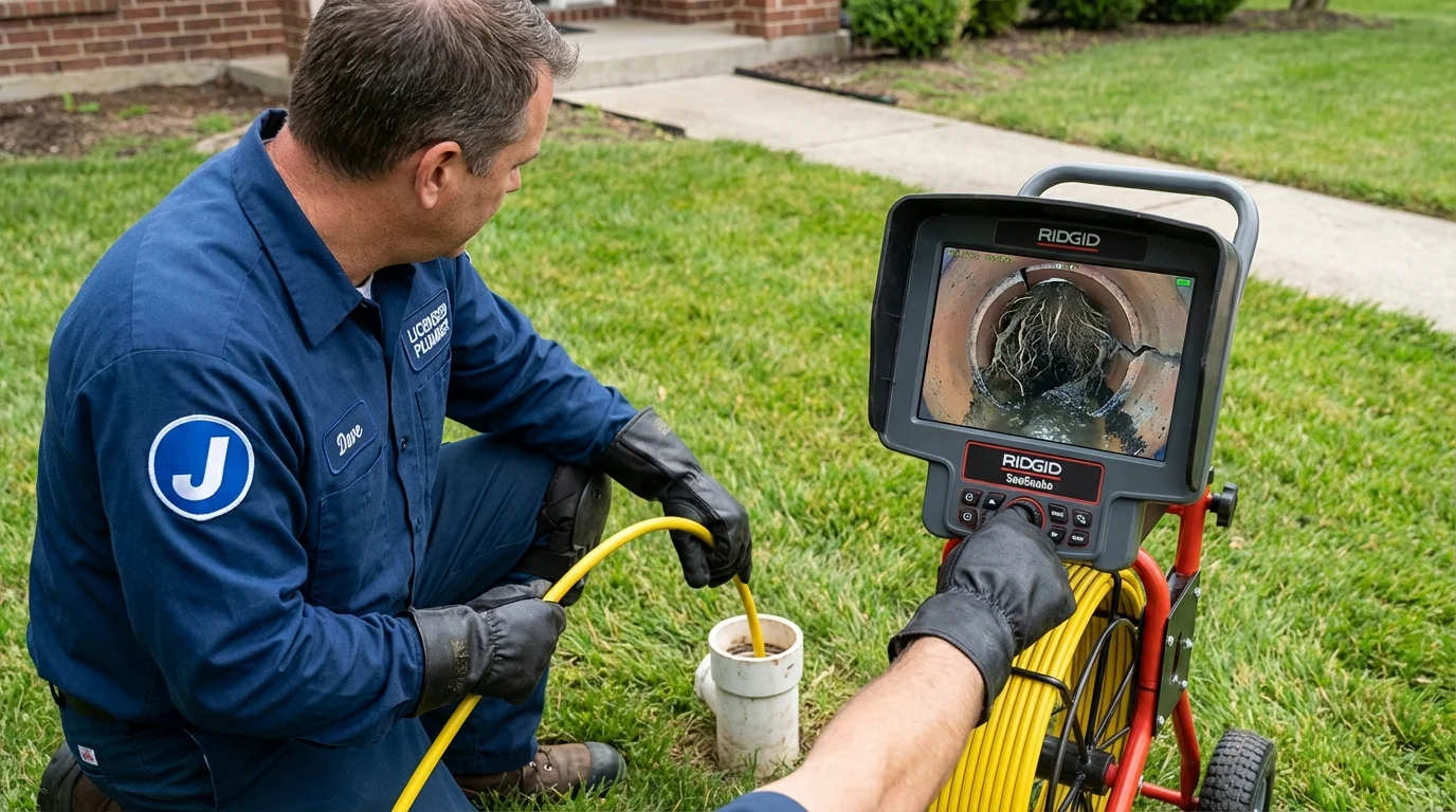 Sewer camera inspection being performed by Johns Plumbing LLC in Fort Totten